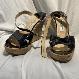 Jimmy Choo Black Patent Leather Espadrilles
